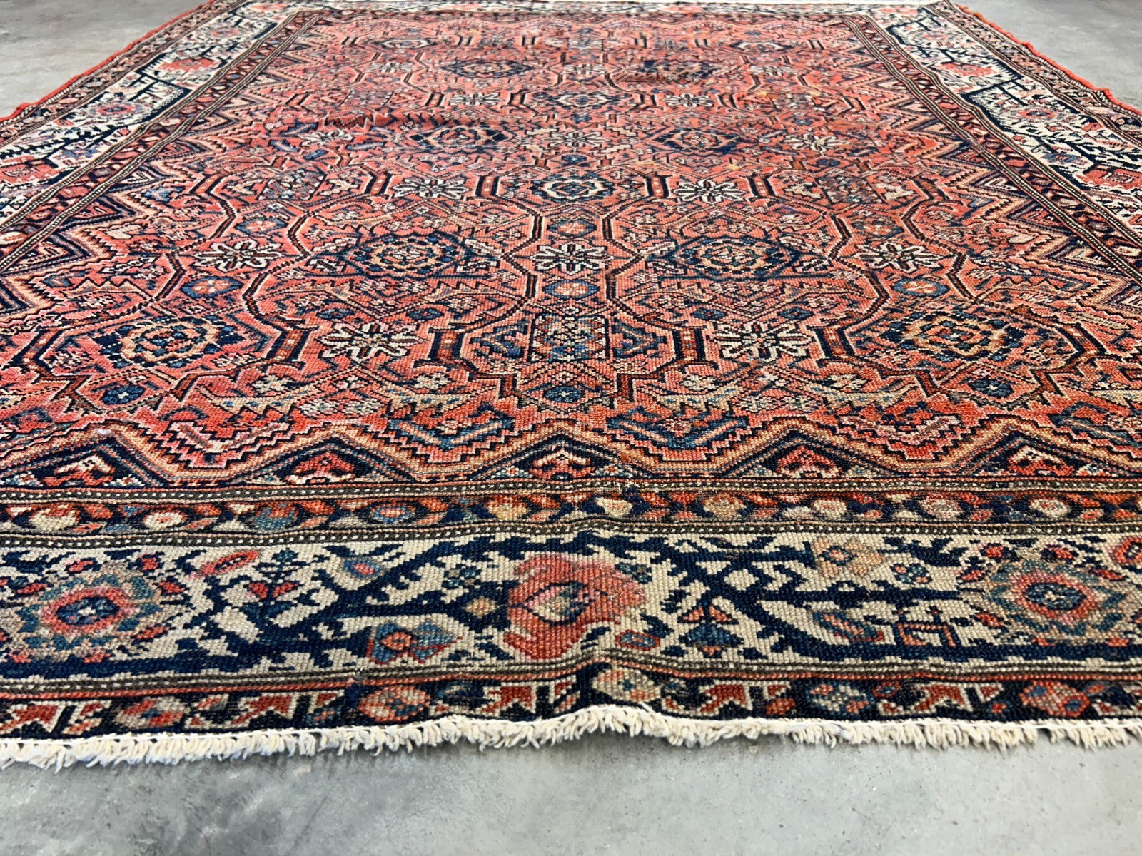 5'1"x6'1" Antique Hand-Knotted 100% Wool Pile Sennehe Area Rug - Carpet
