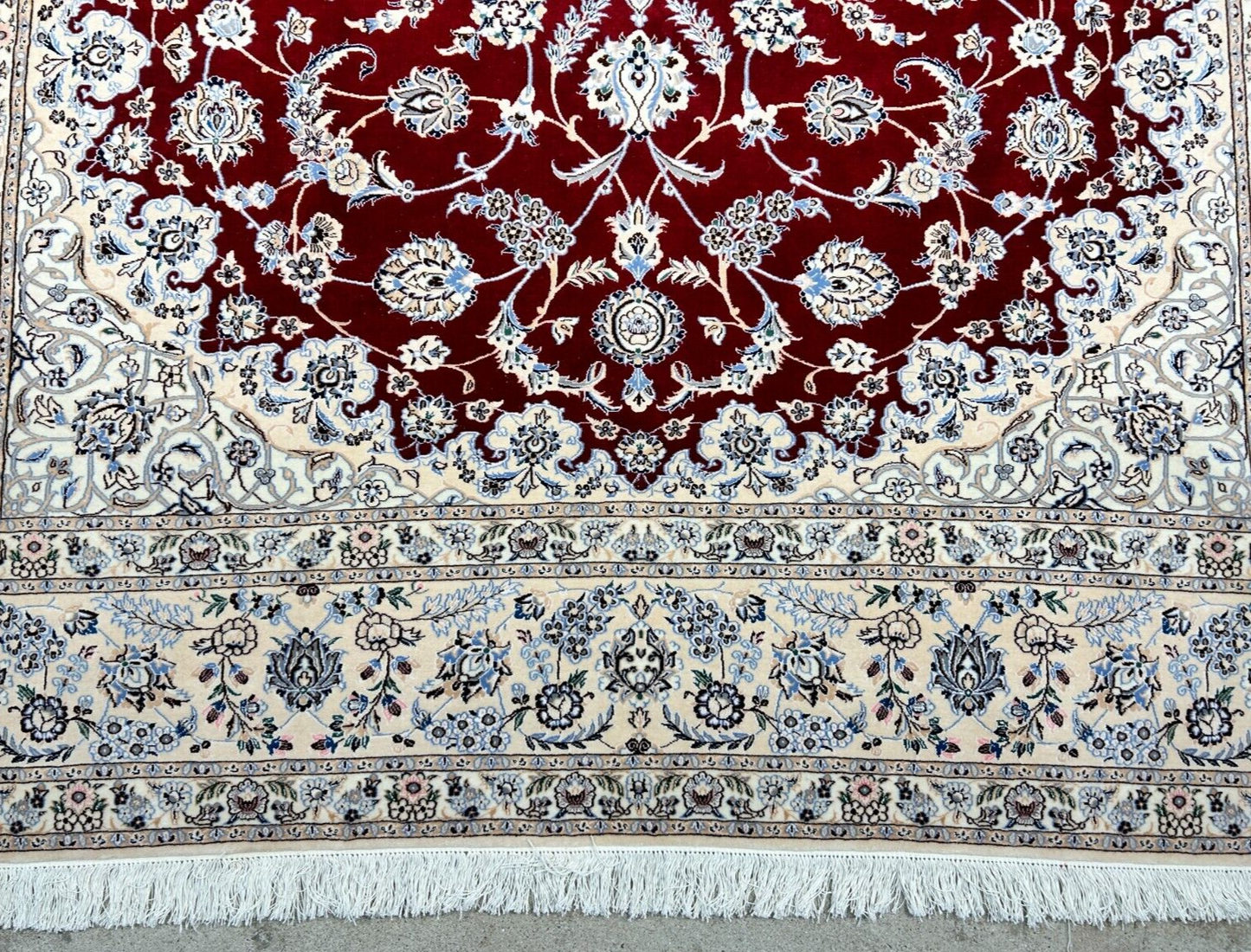 6'7"x9'6" Fine Hand-Knotted Wool & Silk Naine Rug - Area Carpet