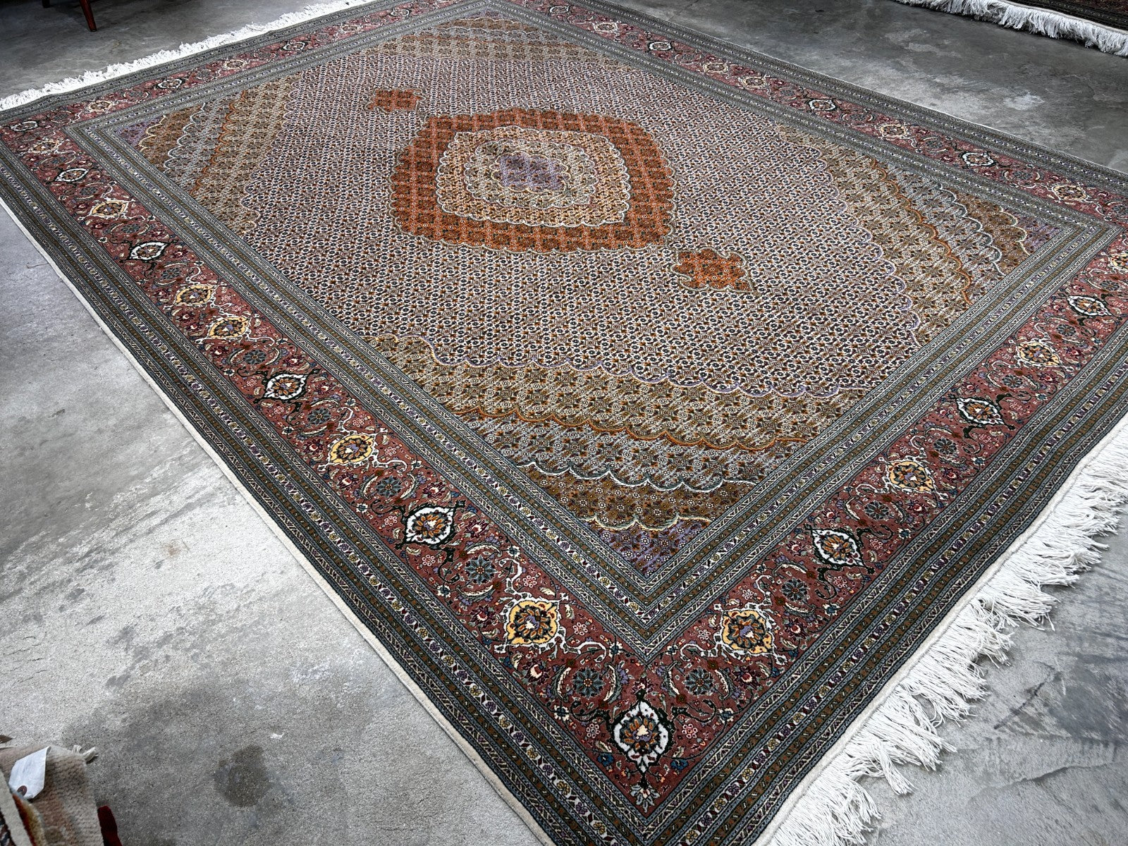 8'4"x11' Hand-Knotted Silk & Wool Tabrize Fish Style  Rug - Carpet