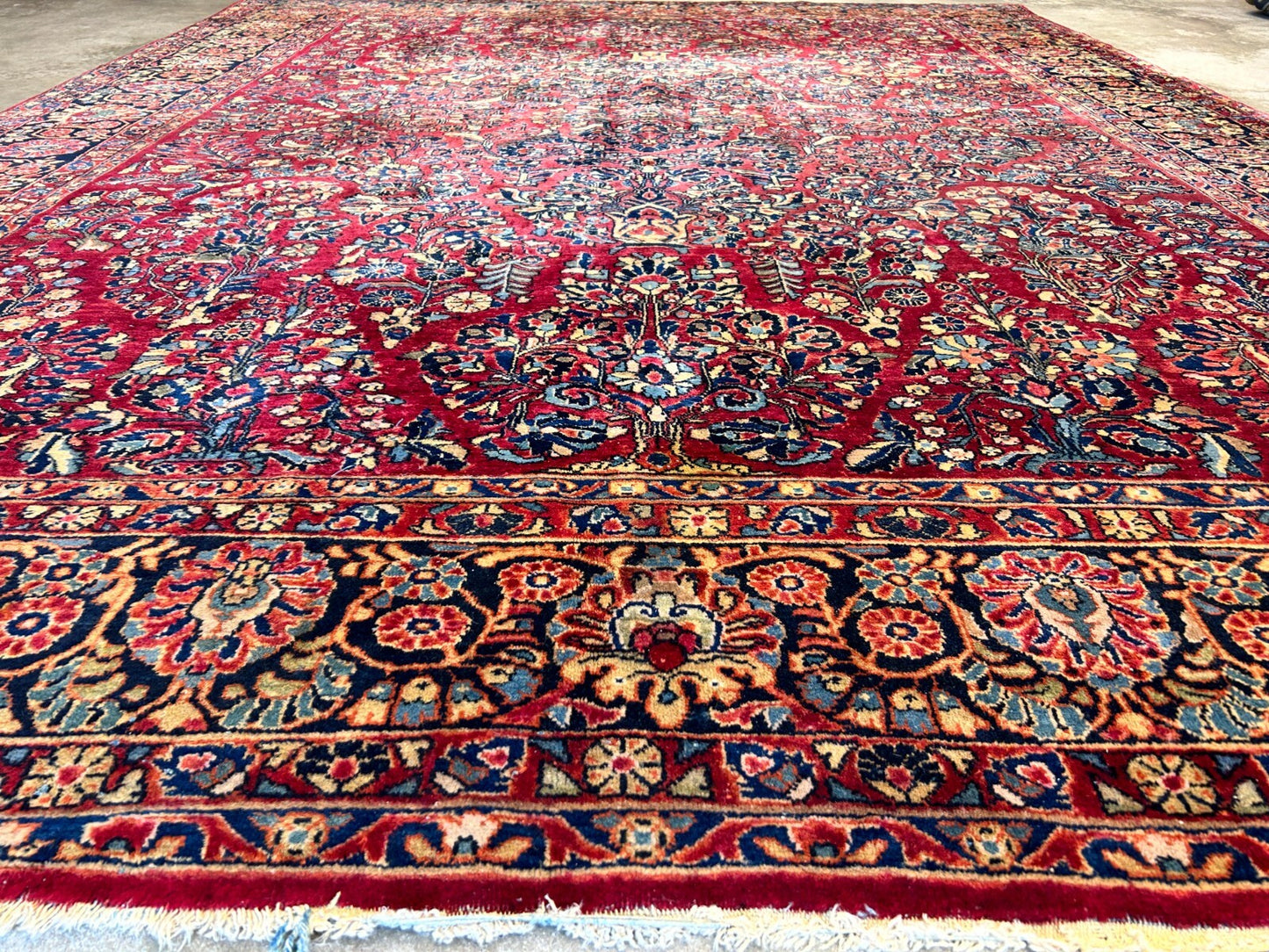 9'3"x12'7" Antique Fine Lamb Wool Sarouke Rug Hand-knotted Carpet