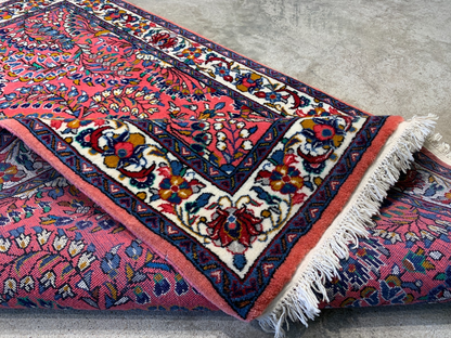 3'6"x5'2'' Hand-Knotted 100% Wool Pile Sarouke Area Rug