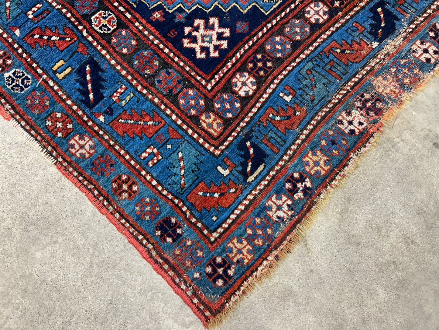 4'1"x7'2" Antique Hand-Knotted 100% Wool Pile Kazak Caucasian Area Rug - Carpet