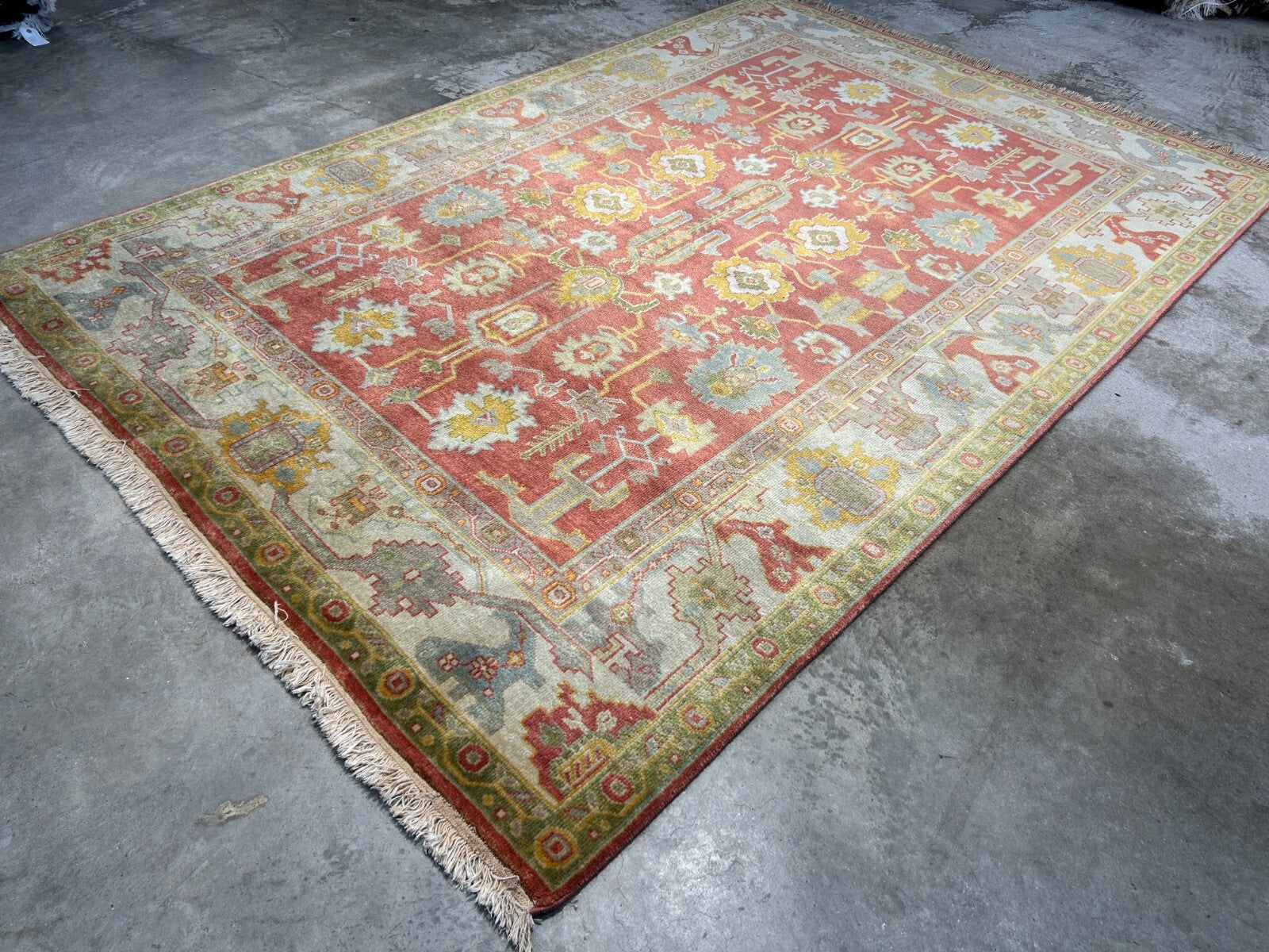 6'2"x8'11" Hand-Knotted 100% Wool Pile India-Farahane Carpet - Area Rug