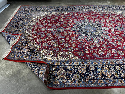 8'1"x11'6" Extra Fine Hand-Knotted Wool & Silk Isfahane Rug