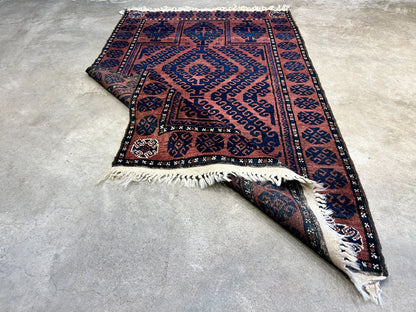 3'x4'6" Antique Hand-Knotted 100% Wool Pile Balouchi Rug