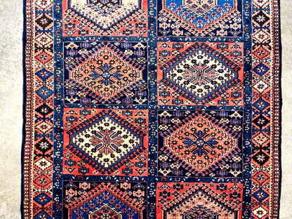 3'7"x4'9" Hand-Knotted 100% Wool Pile Yalamehe Carpet - Area Rug