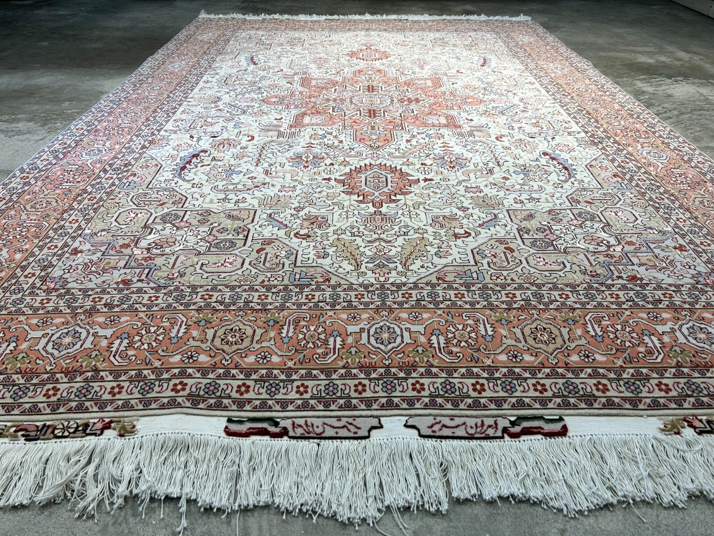 6'7"x9'10" Fine Hand-Knotted Wool & Silk Blend Tabrize Herize Carpet - Area Rug