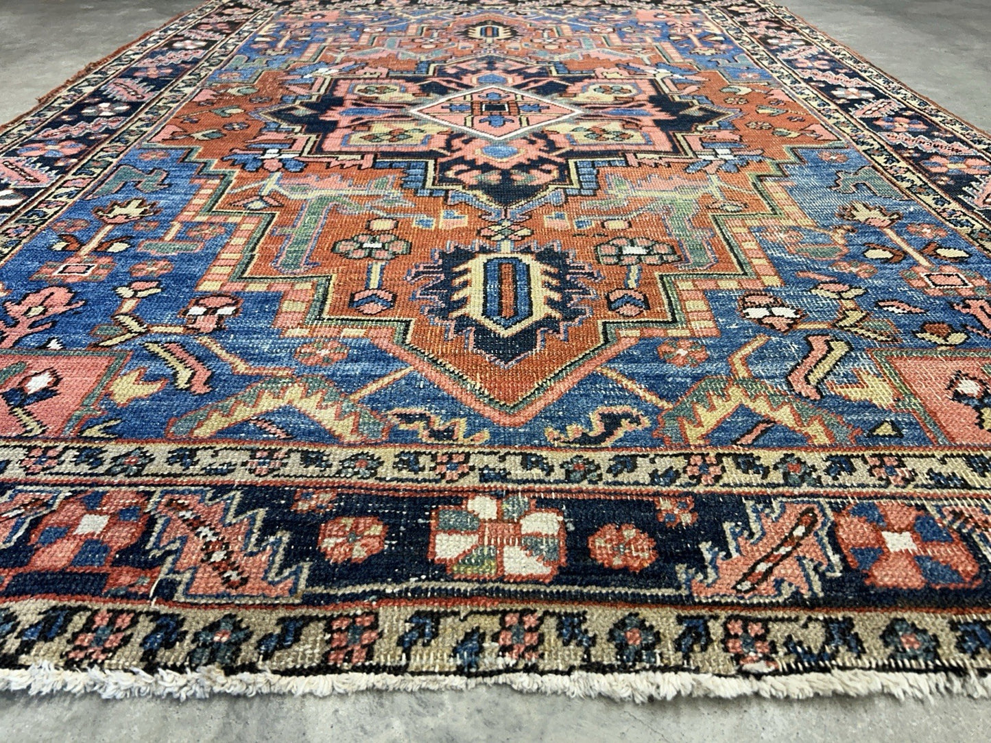 Collector Item- 5’x6’10” Antique Hand-Knotted 100% Wool Pile Serapie Area Rug