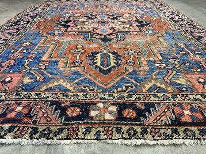 Collector Item- 5’x6’10” Antique Hand-Knotted 100% Wool Pile Serapie Area Rug