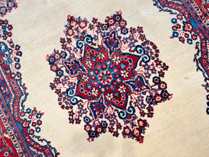 6'2"x9' Hand-Knotted 100% Wool Pile Sarouke Carpet - Area Rug