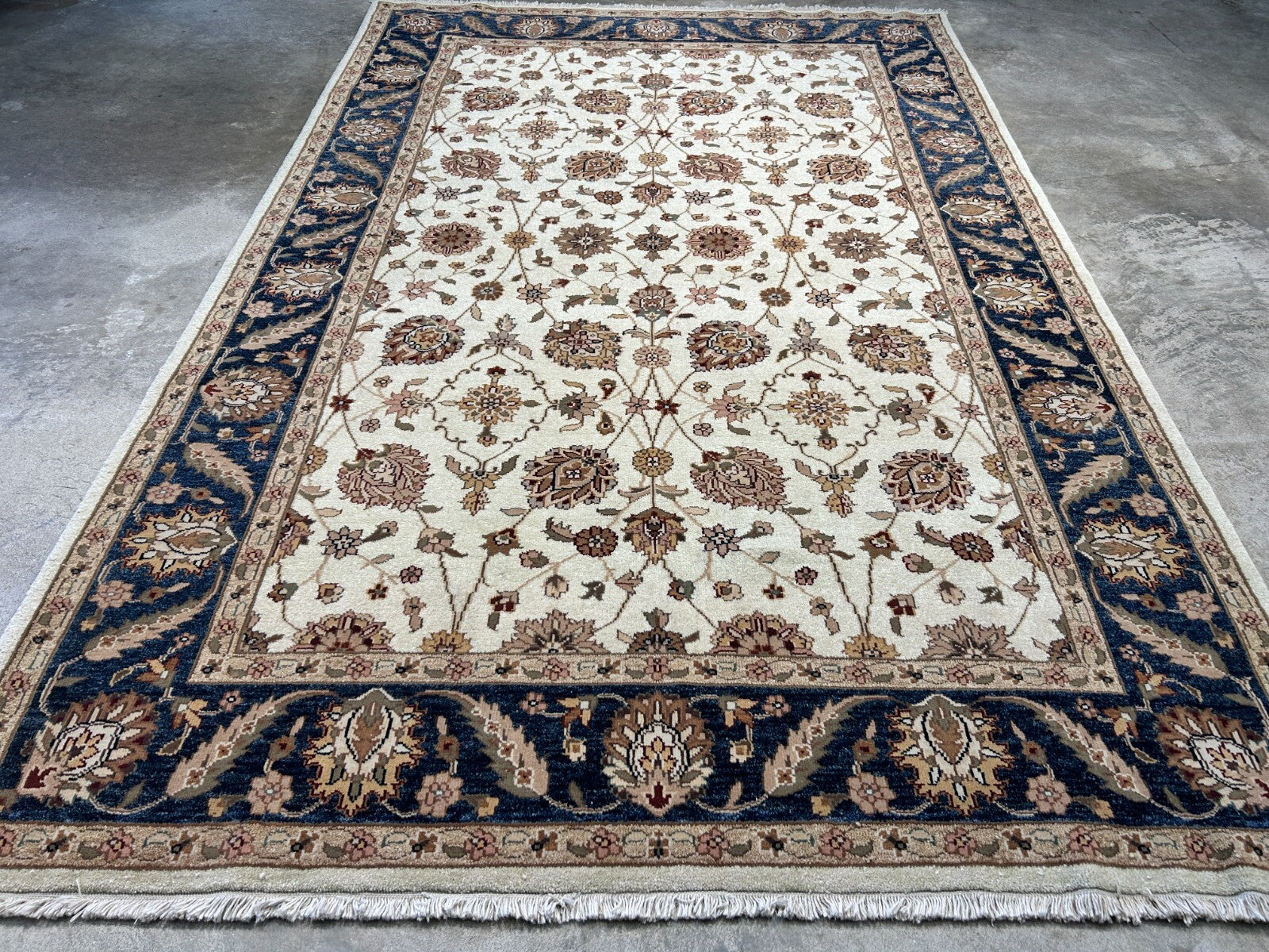 6'x9' Hand-Knotted 100% Wool Pile Indian Agra Carpet - Area Rug