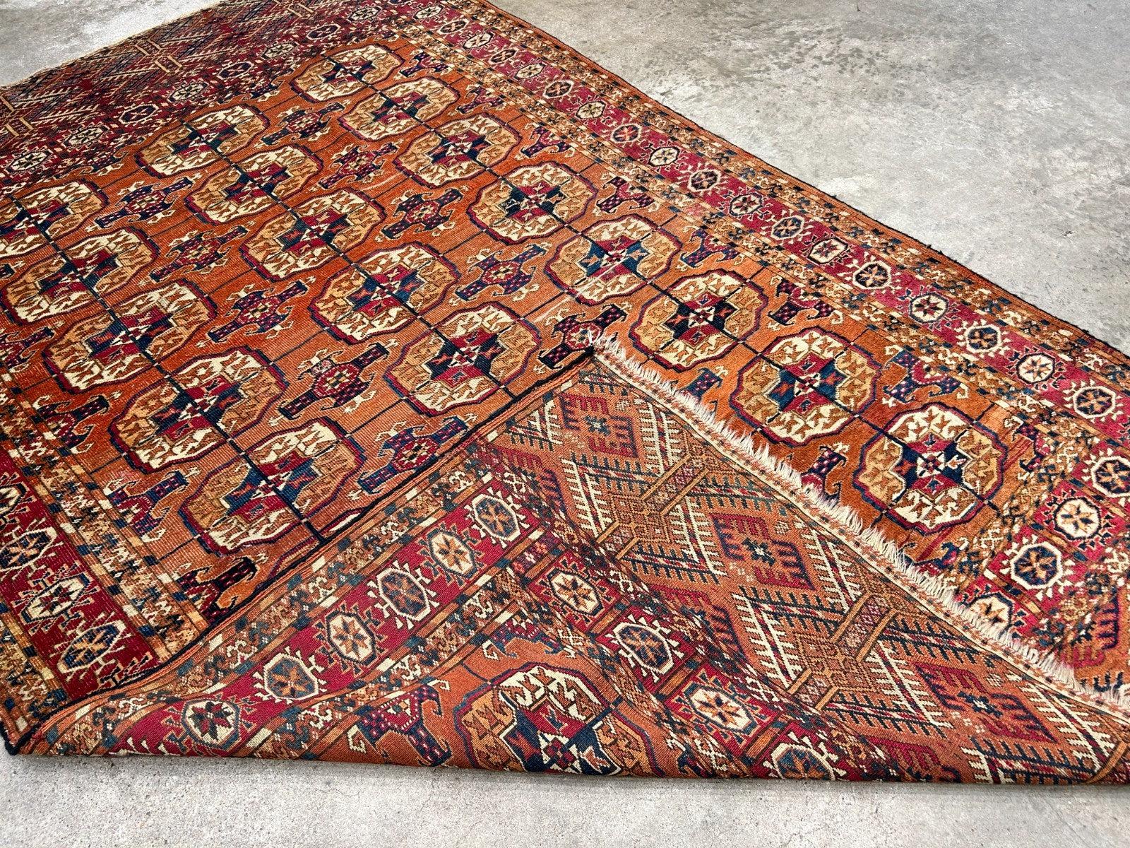 3'10"x6' Antique Hand-Knotted 100% Wool Pile Turkman Bokhara Rug