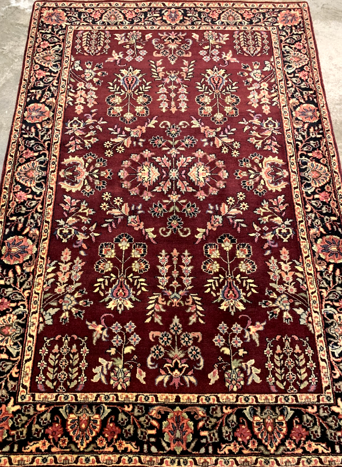 3'11" x 5'10" Hand-Knotted 100% Wool Pile Indian Area Rug - Carpet