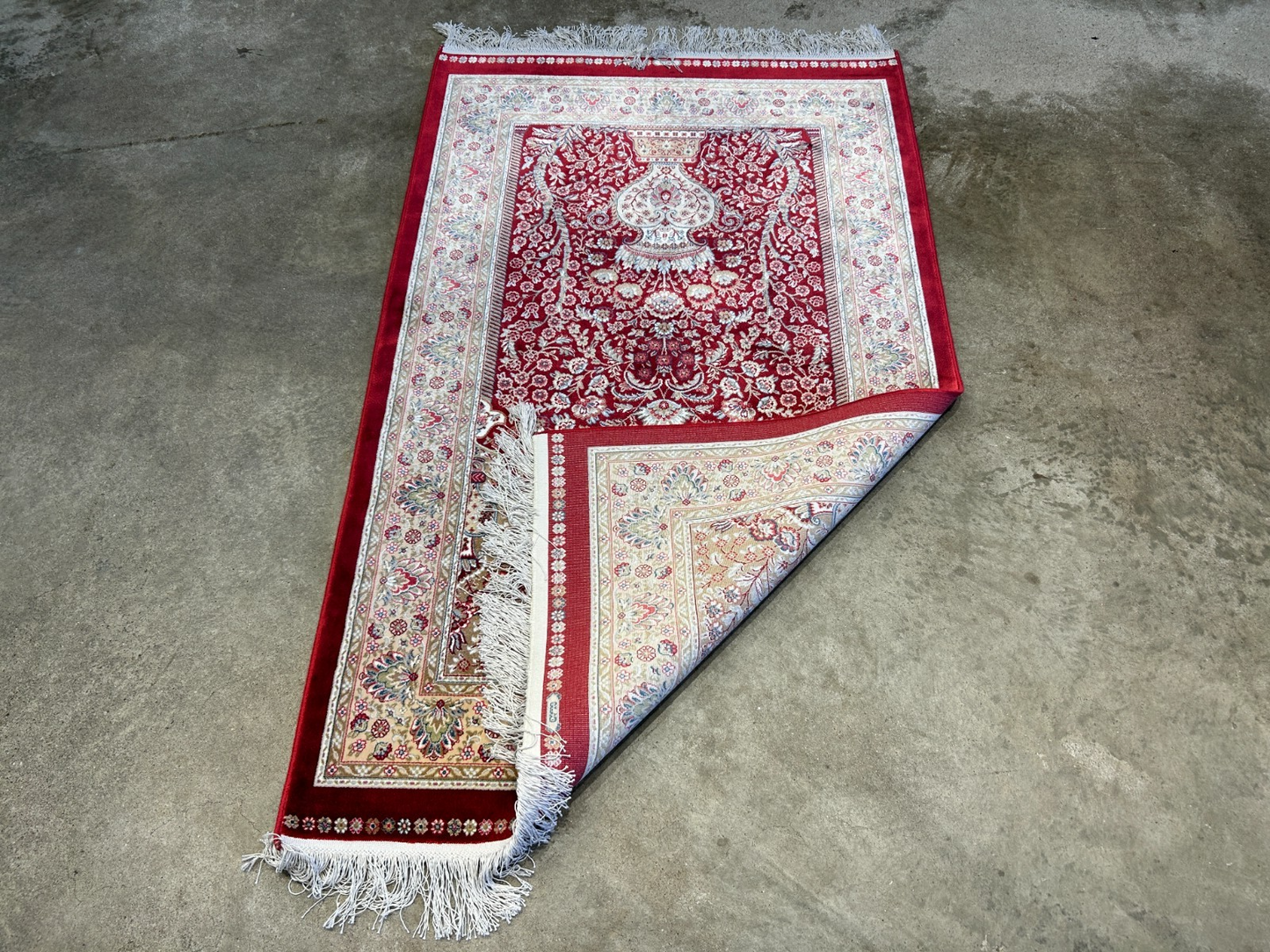 2'8"x4'1" Hand-Knotted 100% Silk Persiane Style Prayer Rug