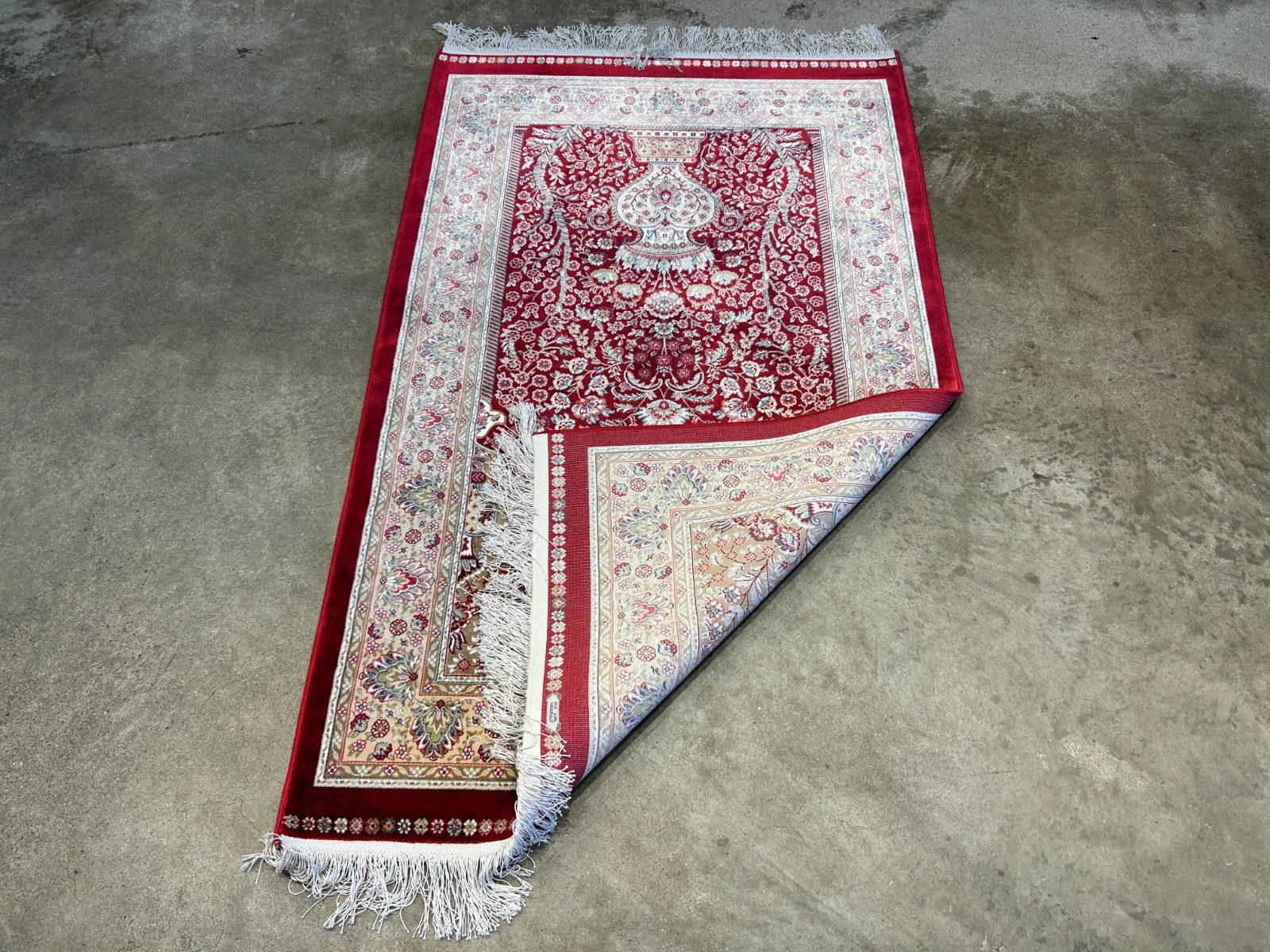 2'8"x4'1" Hand-Knotted 100% Silk Persiane Style Prayer Rug