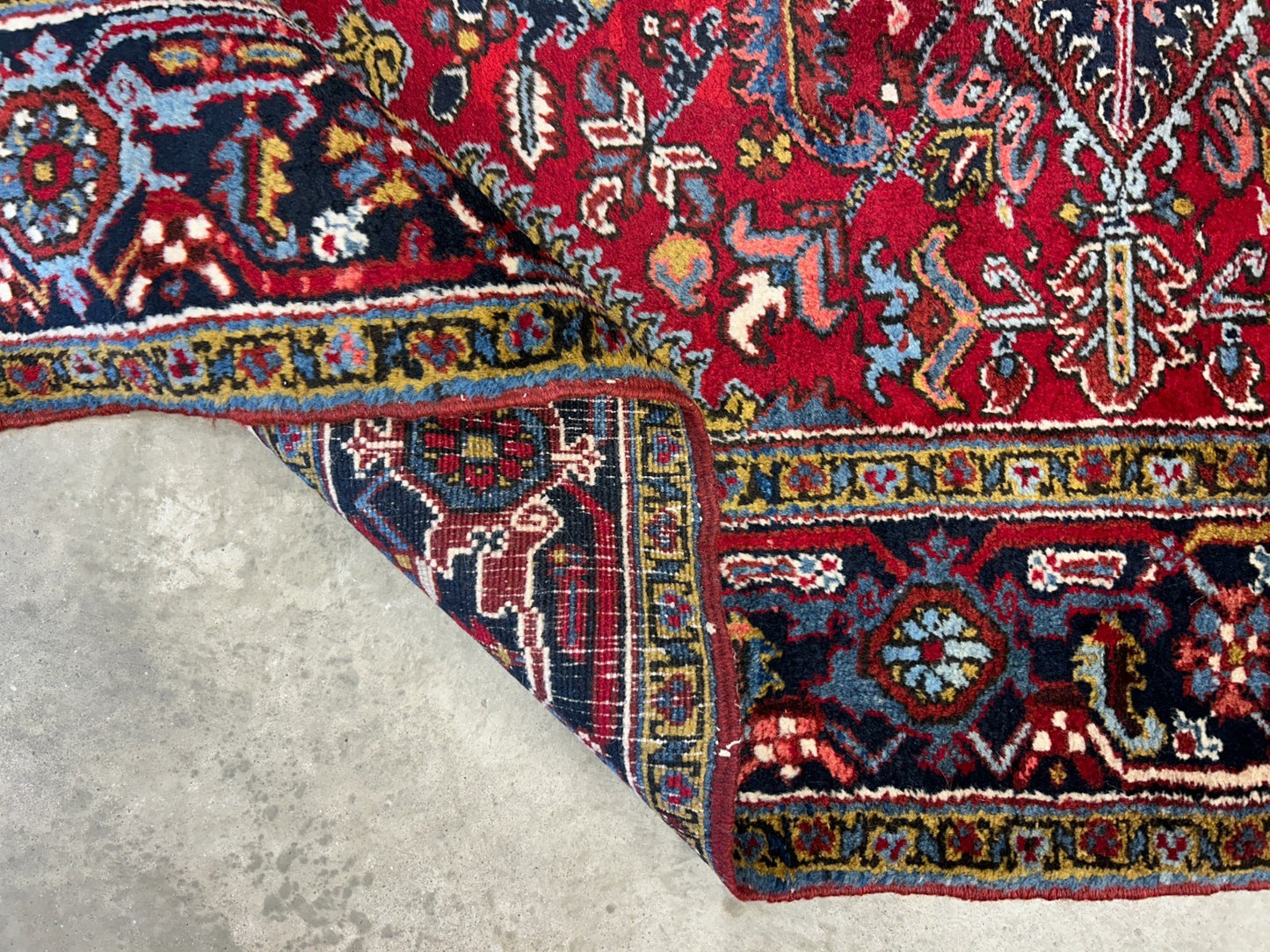 8'2"x10'8" Vintage Hand-Knotted 100% Wool Pile Herize Area Rug - Carpet