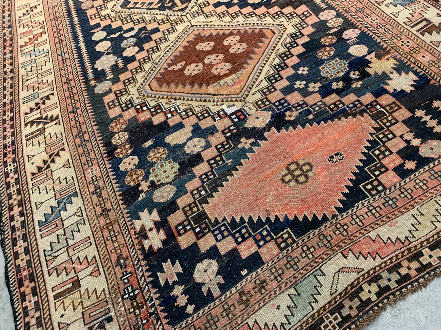 4'9"x10'2" Collector Antique Hand-Knotted 100% Wool Pile Caucasian Rug