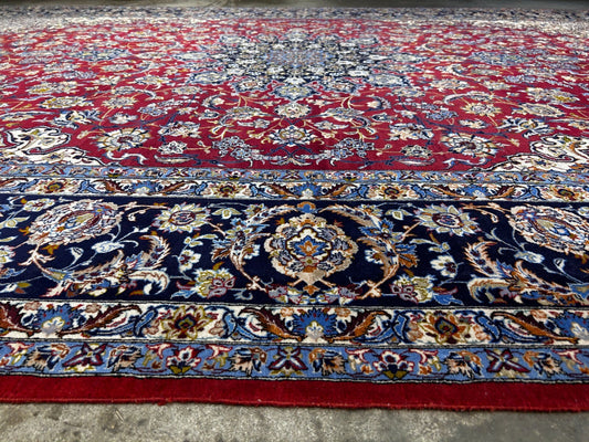 8'1"x11'6" Extra Fine Hand-Knotted Wool & Silk Isfahane Rug