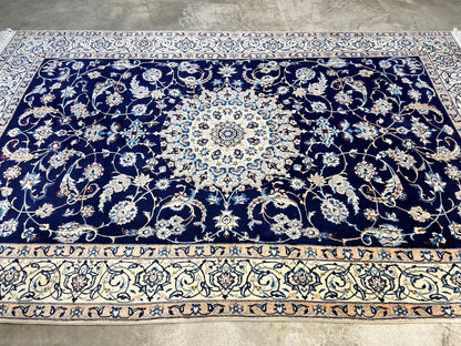 6'5"x10'1" Hand-Knotted Silk & Wool Blend Carpet - Naine Area Rug