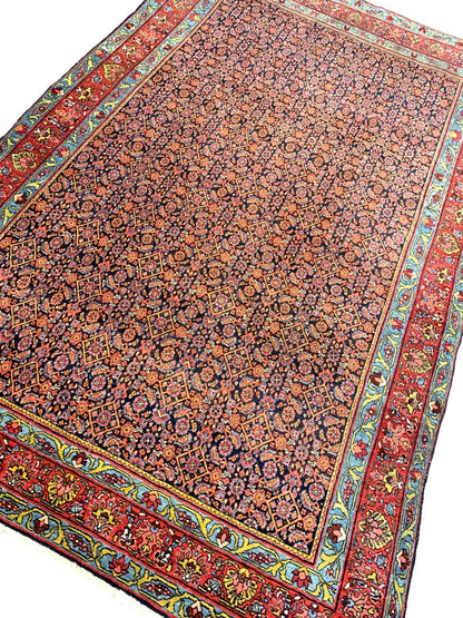 Collector Item -  4'8"x7'1" Antique Hand-Knotted Fine Wool Bidjare Area Rug