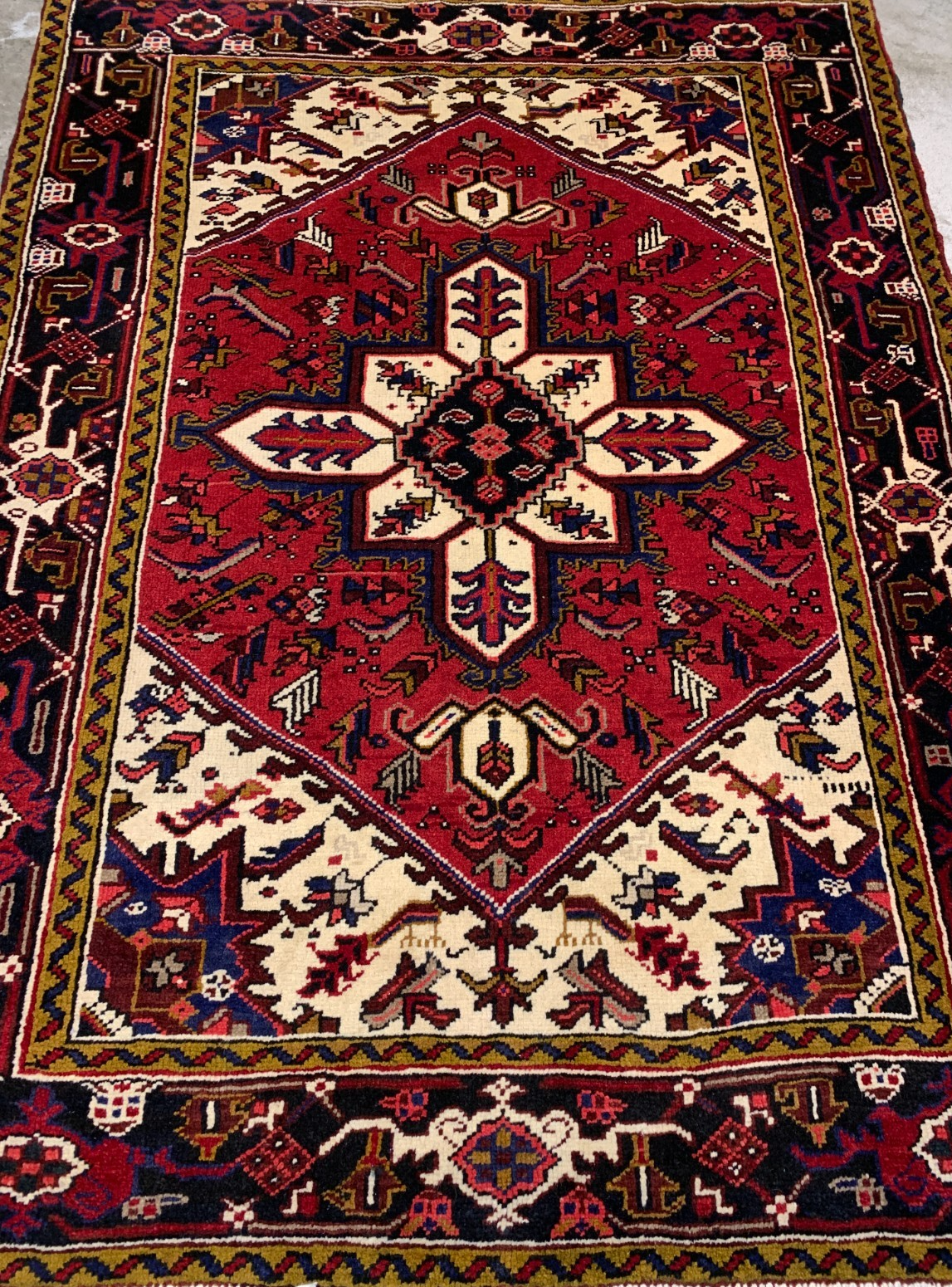 4'0" x 6'1" Hand-Knotted 100% Wool Geometric Persiane Herize Rug
