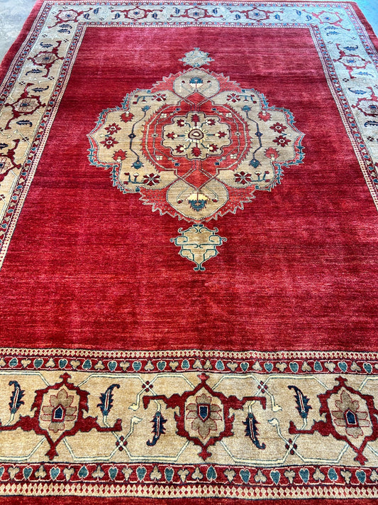 8'10"x11'8" Hand-Knotted 100% Wool Pile Tabrize Rug