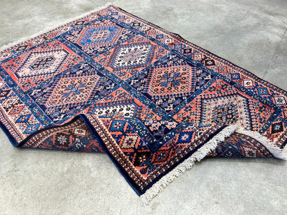 3'7"x4'9" Hand-Knotted 100% Wool Pile Yalamehe Carpet - Area Rug