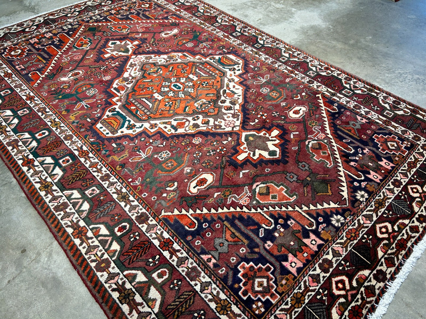 6'5"x9'9" Hand-Knotted 100% Wool Pile Bakhtiarie Carpet - Area Rug