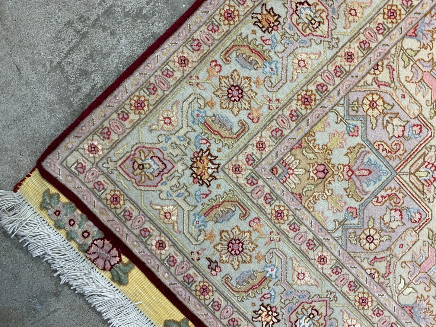 5'x7'1" Very Fine Hand-Knotted Wool & Silk Blend Tabrize Carpet - Area Rug