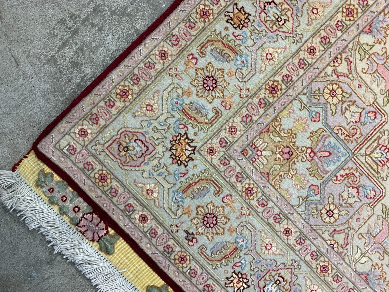 5'x7'1" Very Fine Hand-Knotted Wool & Silk Blend Tabrize Carpet - Area Rug