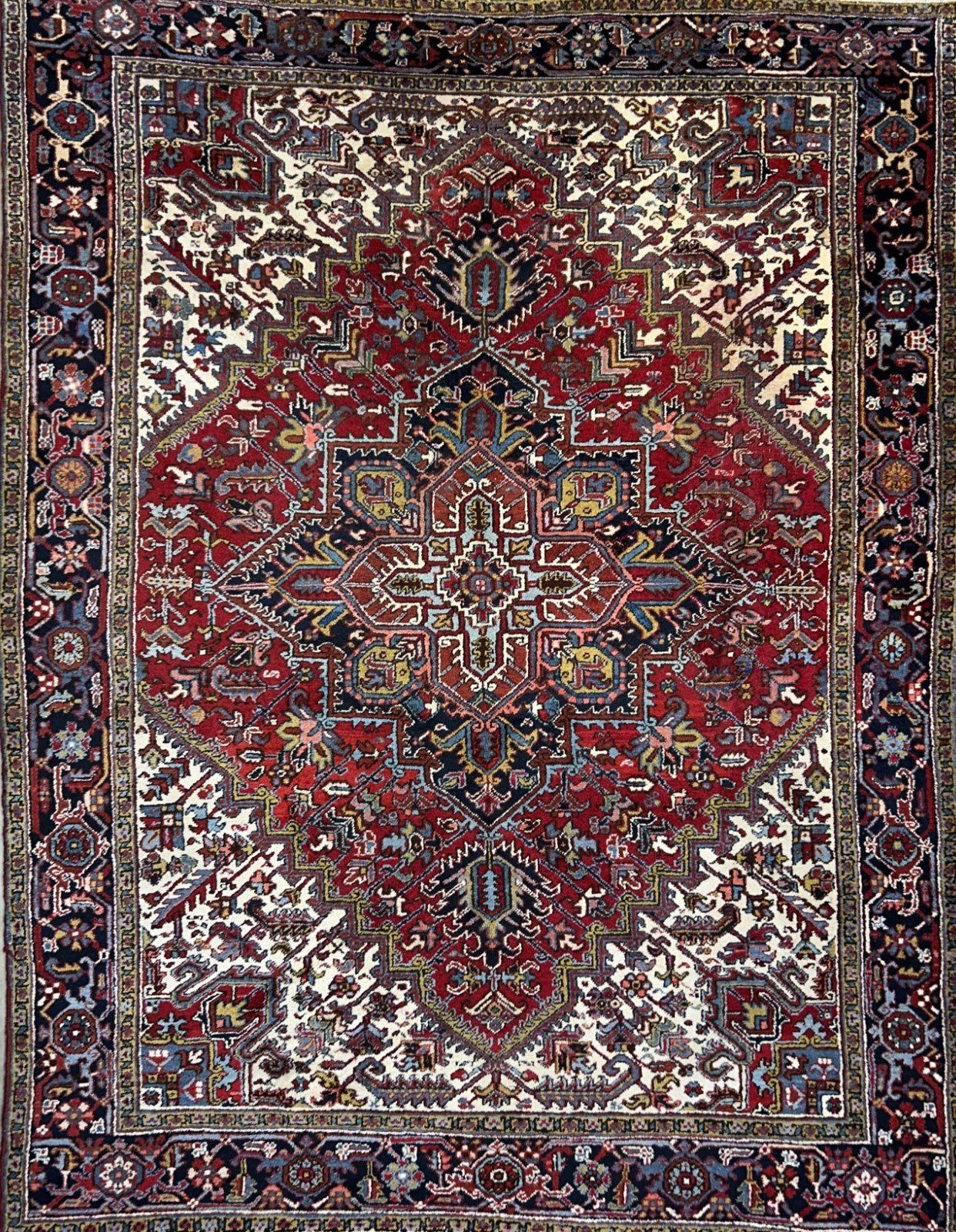 8'2"x10'8" Vintage Hand-Knotted 100% Wool Pile Herize Area Rug - Carpet