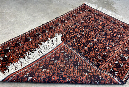 3'2"x4'6" Hand-Knotted 100% Wool Pile Afghan Area Rug