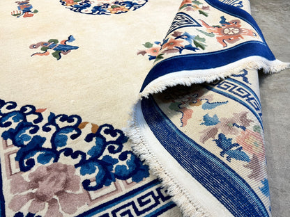 6'x9' Vintage Hand-Knotted Wool Oriental Art Deco Rug - Area Carpet