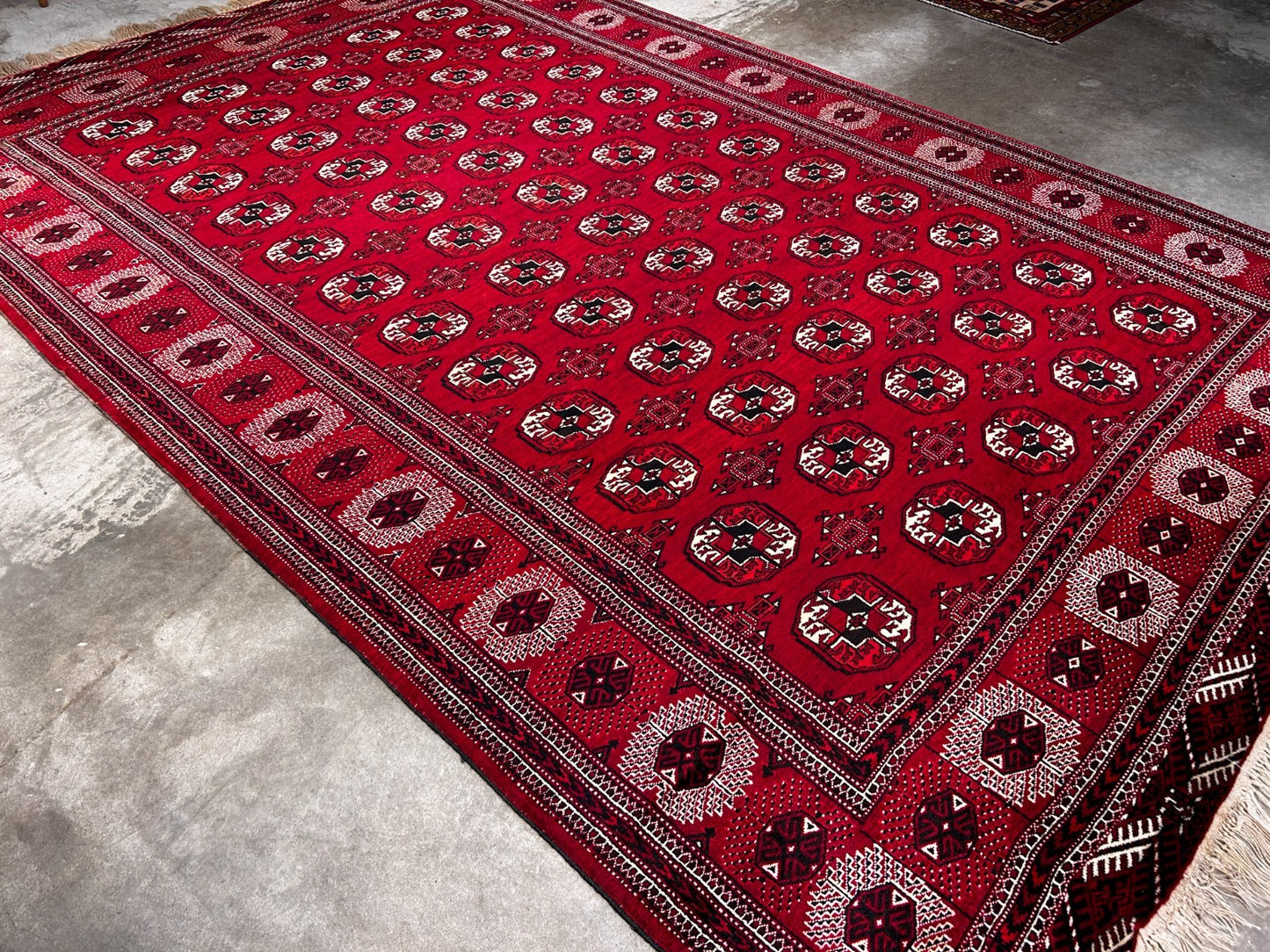 7'6" x 11'5'' Hand-Knotted 100% Wool Pile Turkamane Area Rug - Carpet