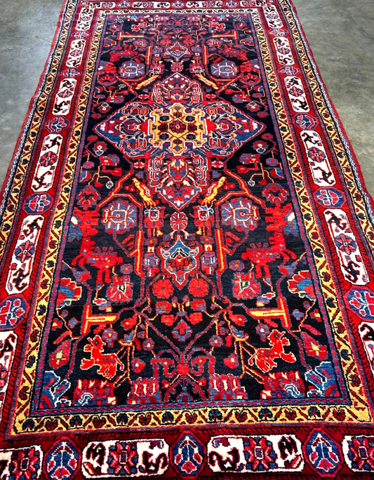 5'0" x 9'5'' Hand-Knotted 100% Lamb Wool Pile Nahavande Area Rug