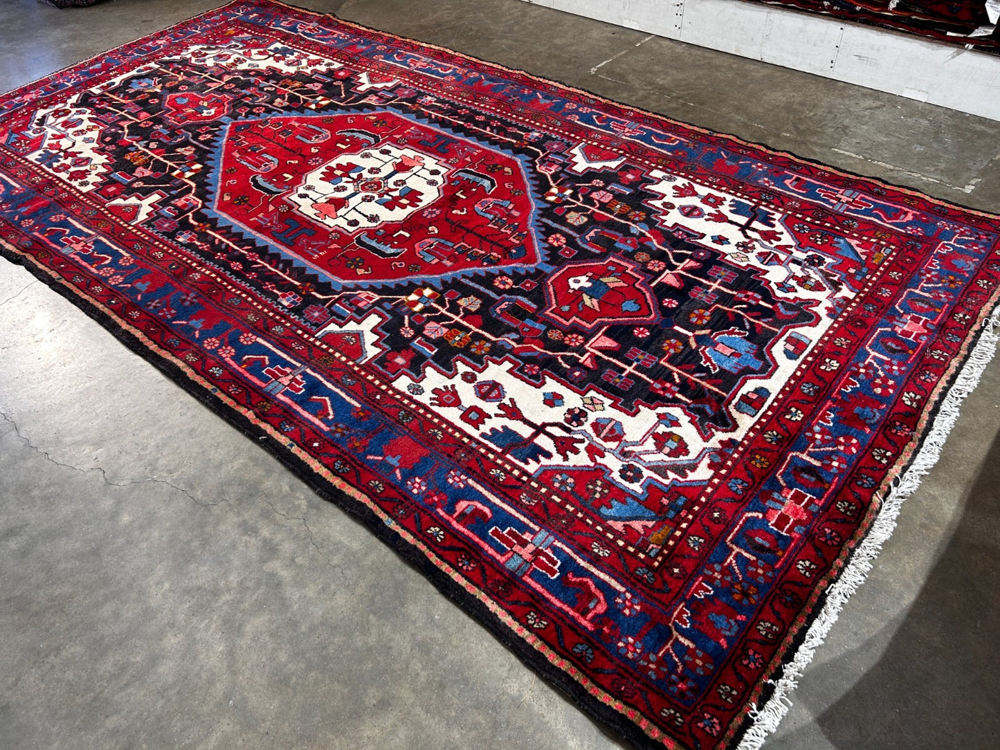 5'8" x 10'11" Hand-Knotted 100% Lamb Wool Pile Hamadane Area Rug - Carpet