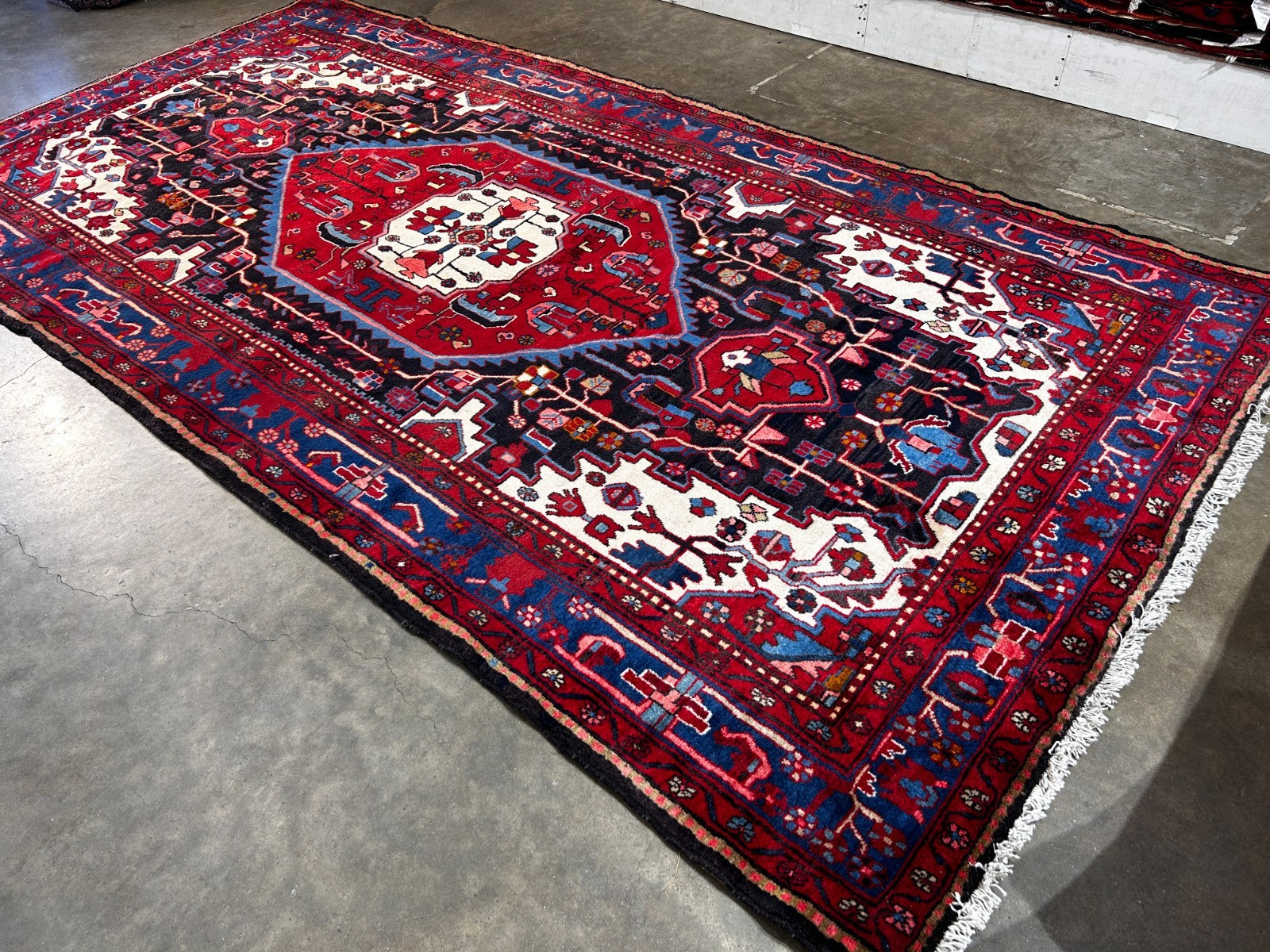 5'8" x 10'11" Hand-Knotted 100% Lamb Wool Pile Hamadane Area Rug - Carpet