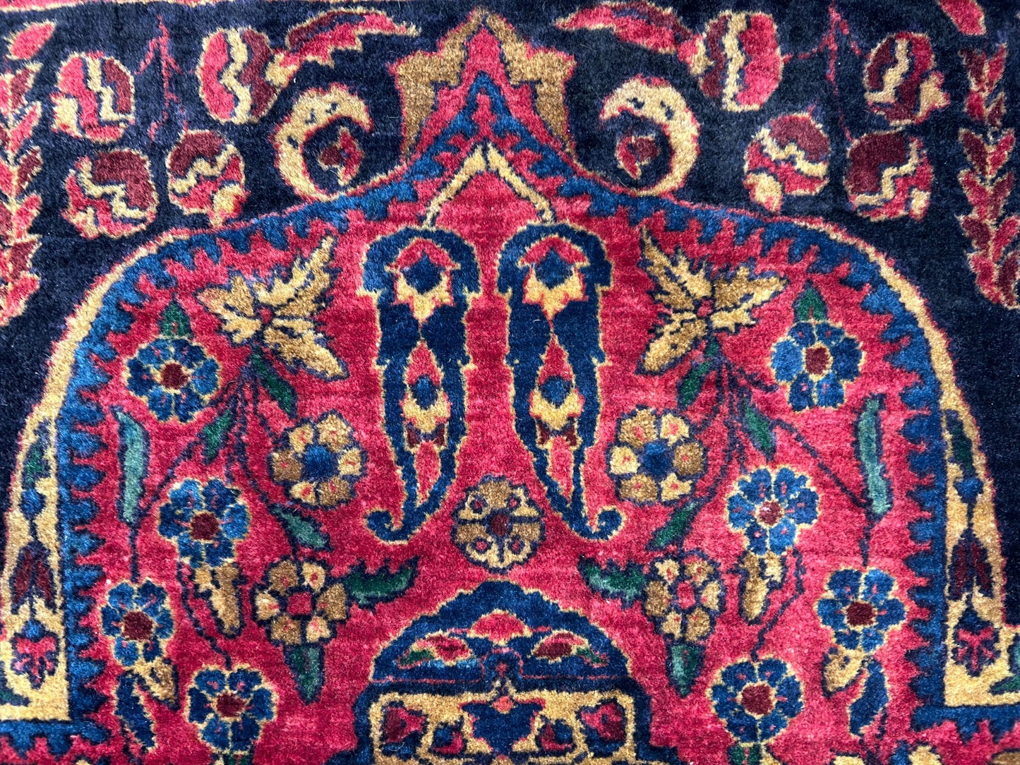 4'5"x6'6" Rare Antique Hand-Knotted 100% Wool Pile Sarouke Area Rug - Carpet