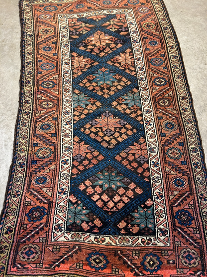 3'4"x6'6" Antique Hand-Knotted 100% Wool Pile Kordish Area Rug - Carpet