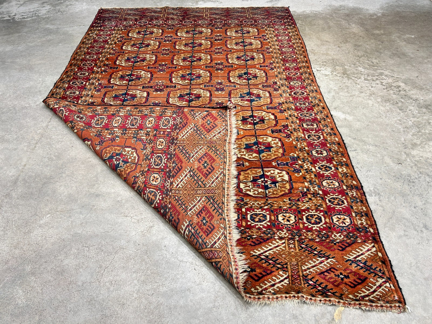 3'10"x6' Antique Hand-Knotted 100% Wool Pile Turkman Bokhara Rug