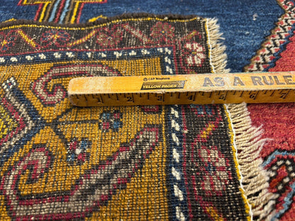 4'2"x8'1" Antique Hand-Knotted 100% Wool Pile Kazak Caucasian Area Rug - Carpet