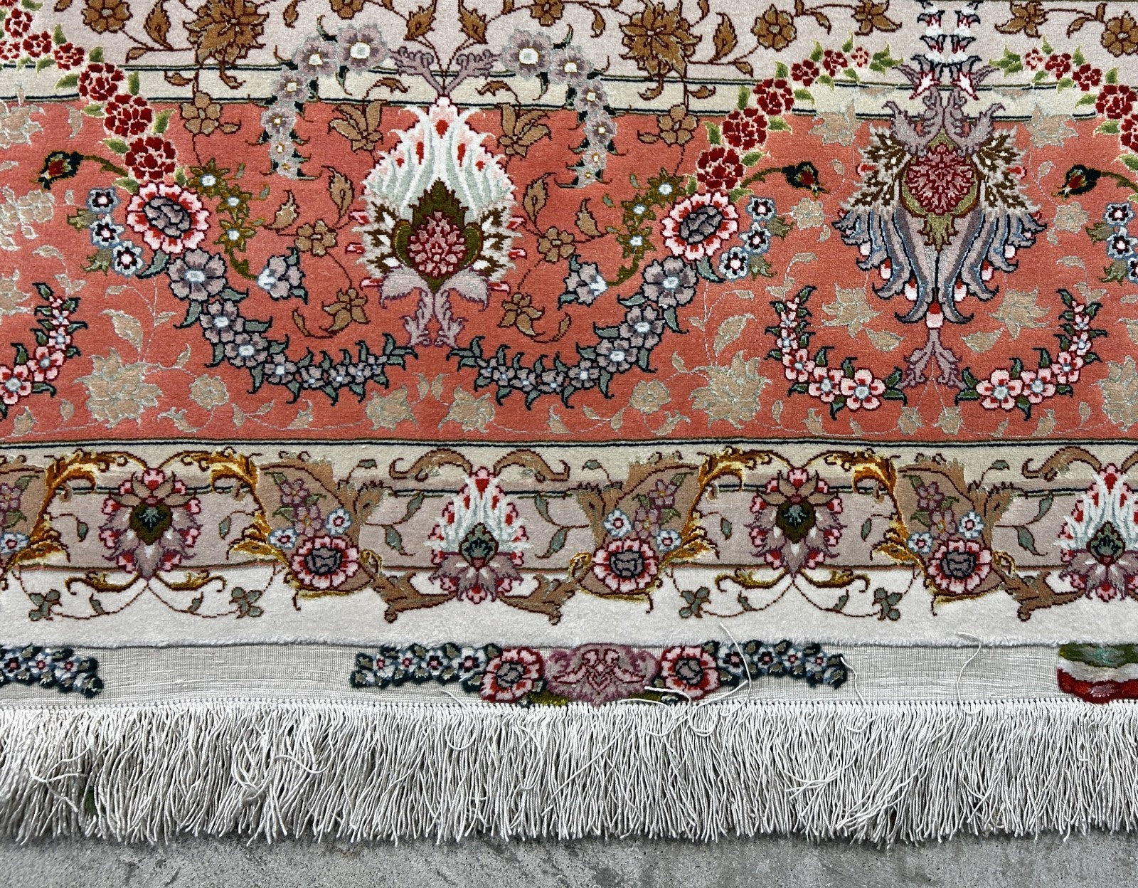 8'3"x11'6" Very Fine Hand-Knotted Wool & Silk Tabrize Area Rug - Signed