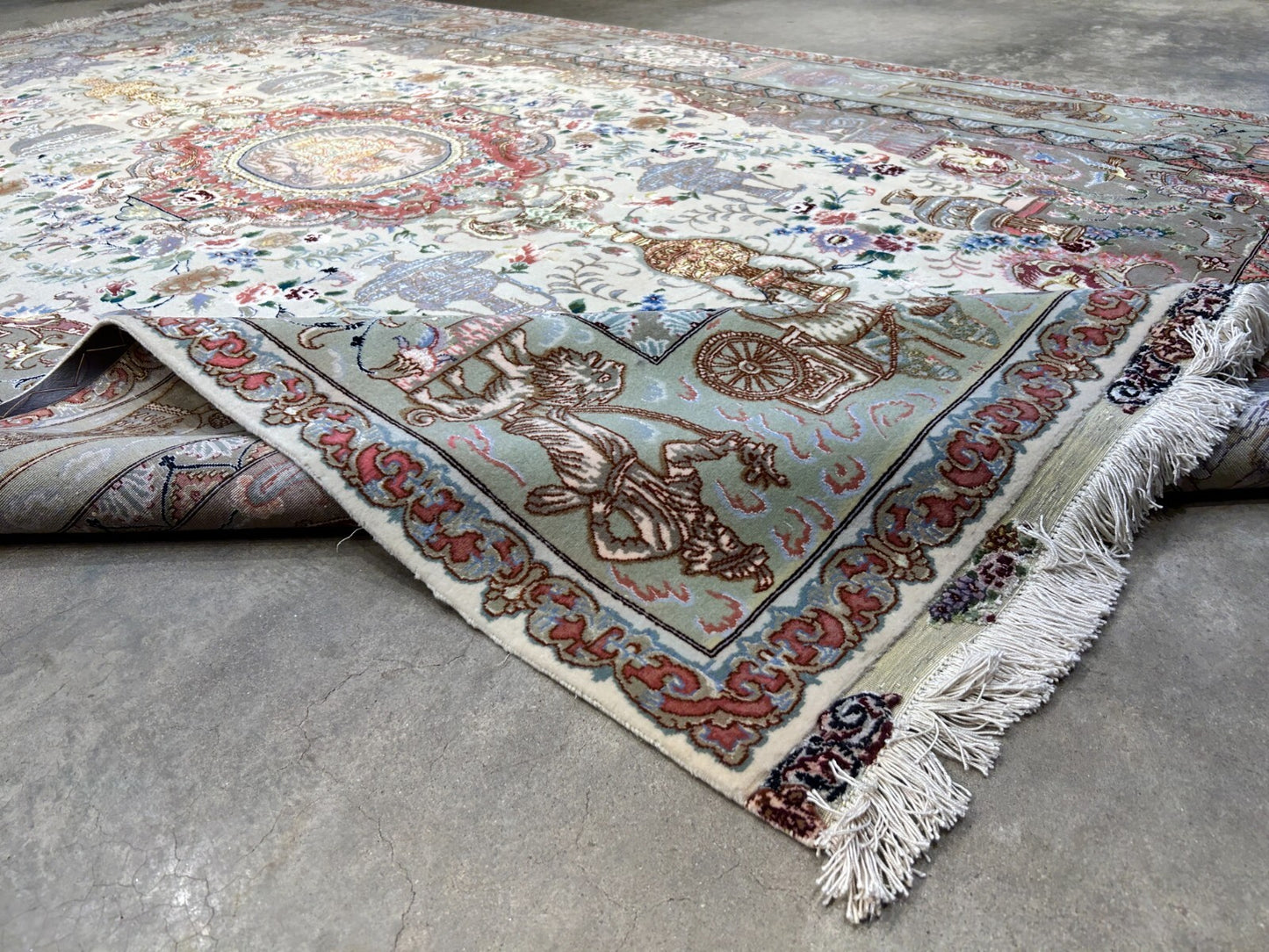 6'6"x10'2" Extra-Fine Hand-Knotted Wool & Silk Blend Tabrize Carpet - Area Rug
