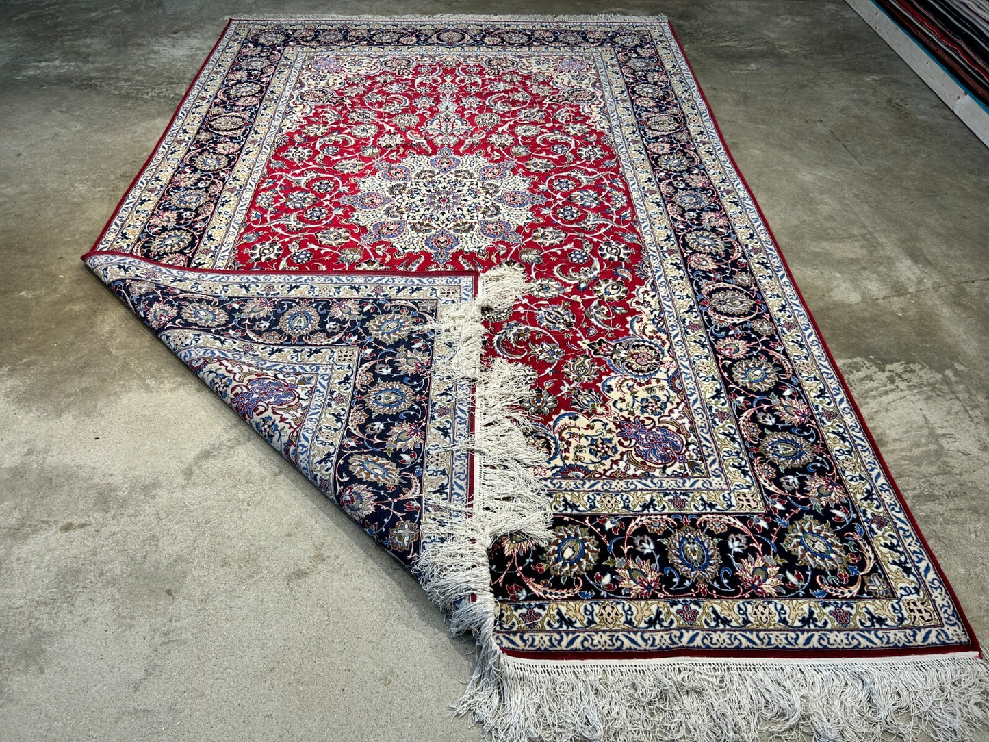6'9"x10'3" Extra-Fine Hand-Knotted Wool & Silk Blend Isfahane Carpet - Area Rug