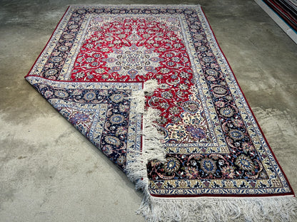 6'9"x10'3" Extra-Fine Hand-Knotted Wool & Silk Blend Isfahane Carpet - Area Rug