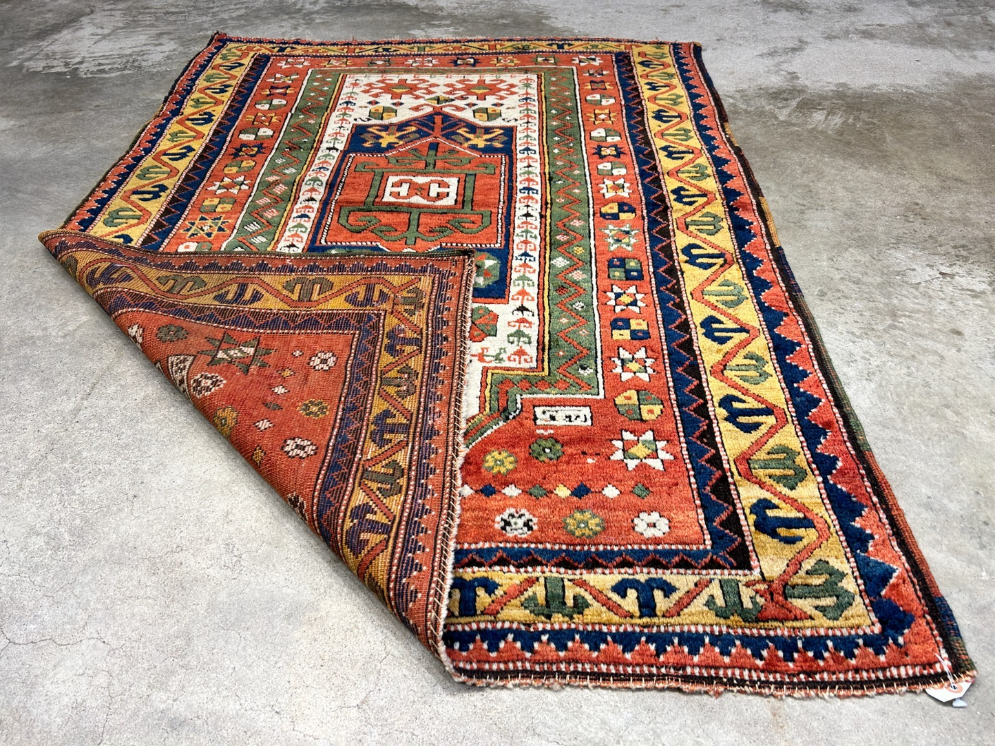Collector Item -  3'4"x5'6" Antique Hand-Knotted 100% Wool Pile Kazak Rug