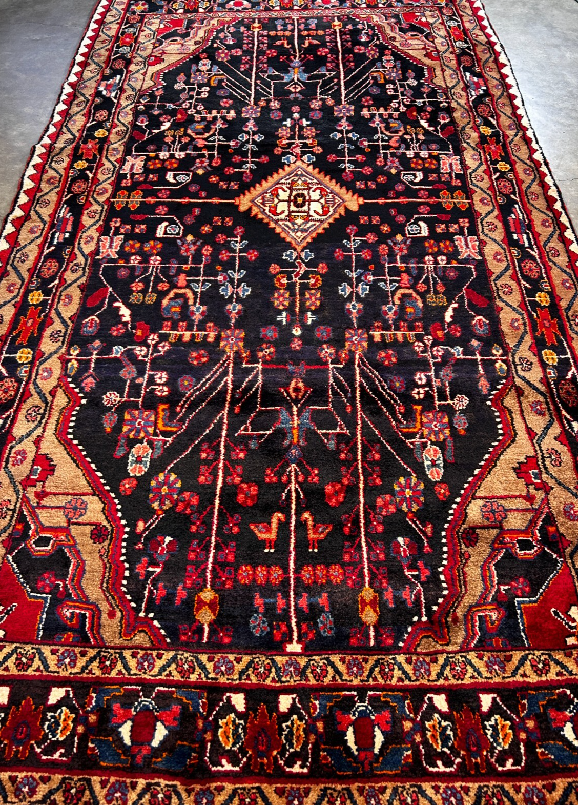 5'5" x 10'4" Hand-Knotted 100% Wool Pile Nahavande Area Rug