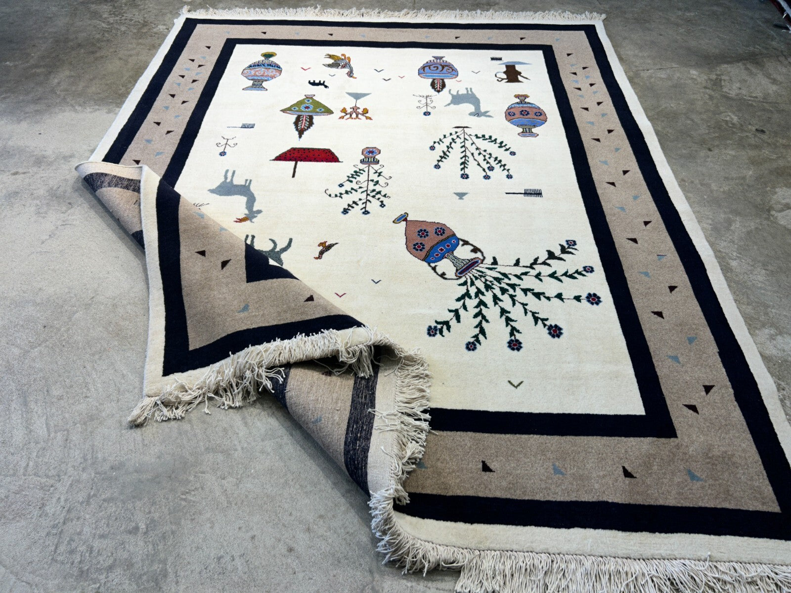 6'6"x9'1" Hand-Knotted 100% Wool Pile Gabeh Carpet - Area Rug