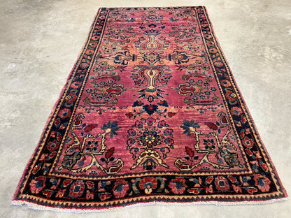 2'7"x4'10" Antique Hand-Knotted 100% Wool Pile Sarouke Area Rug - Carpet