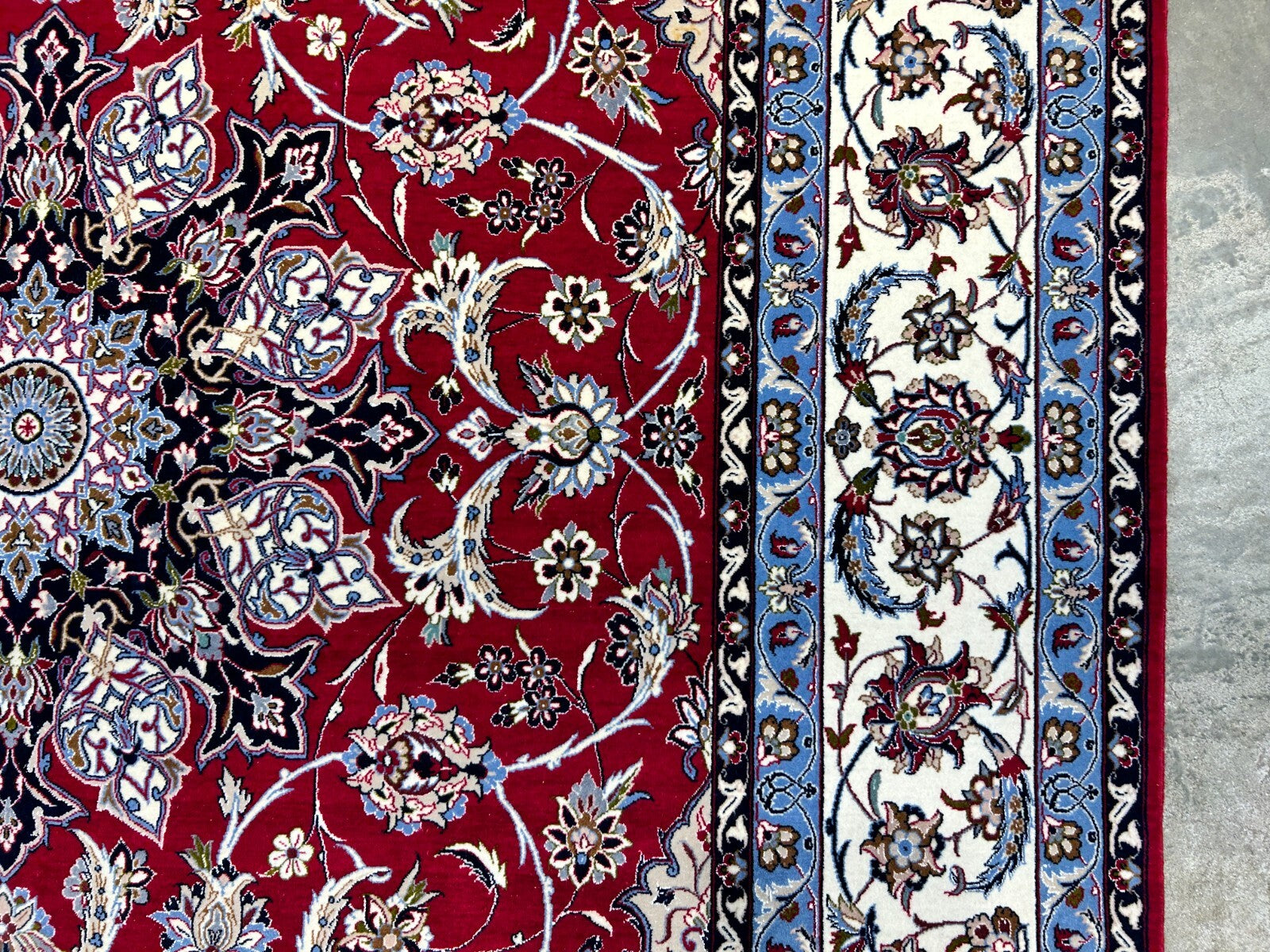 6'7"x9'10" Fine Hand-Knotted Wool & Silk Blend Isfahane Area Rug - Signed